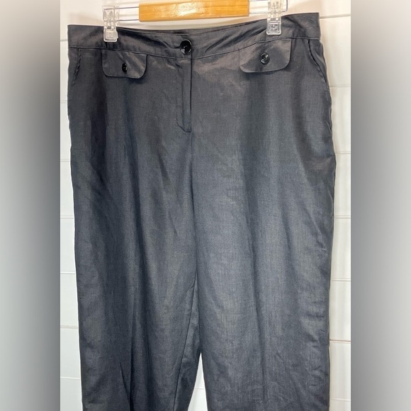 Carole Little VTG Pants Womens 14 Cropped Wide Leg Linen Beachy Coastal Resort - Picture 3 of 12